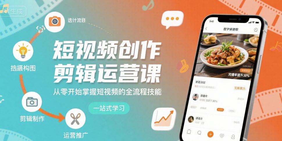 短视频创作剪辑运营课，从零开始掌握短视频的全流程技能-洛柒笔记
