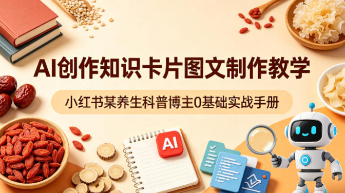 AI创作知识卡片图文制作教学，小红书某养生科普博主0基础实战手册-洛柒笔记
