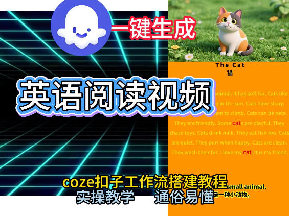 Coze工作流一键生成少儿英语阅读短视频，从0到1演示搭建过程，实操教学，小白也可以学会，搭建自己的AI智能体-洛柒笔记
