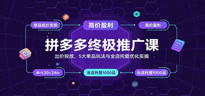 拼多多终极推广课：出价投放、5大单品玩法与全店托管优化实操-洛柒笔记