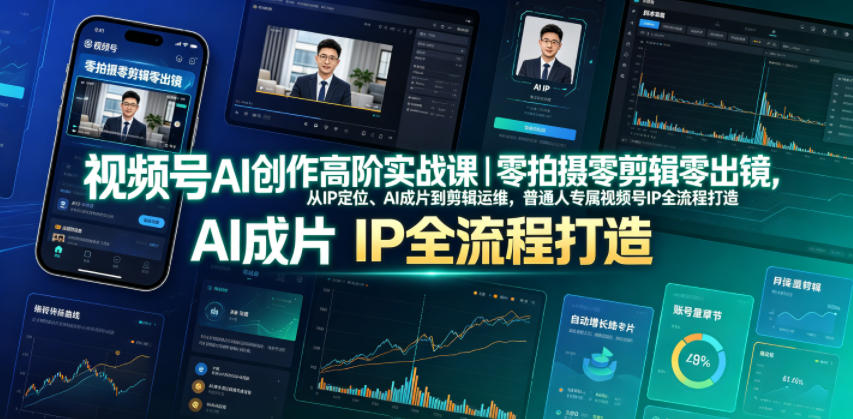 视频号AI创作高阶实战课｜零拍摄零剪辑零出镜，从IP定位、AI成片到剪辑运维，普通人专属视频号IP全流程打造-洛柒笔记