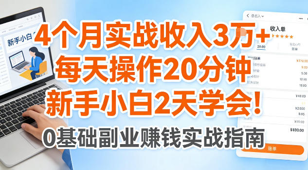 4个月实战收入3W+，每天操作20分钟，新手小白2天学会【揭秘】-洛柒笔记