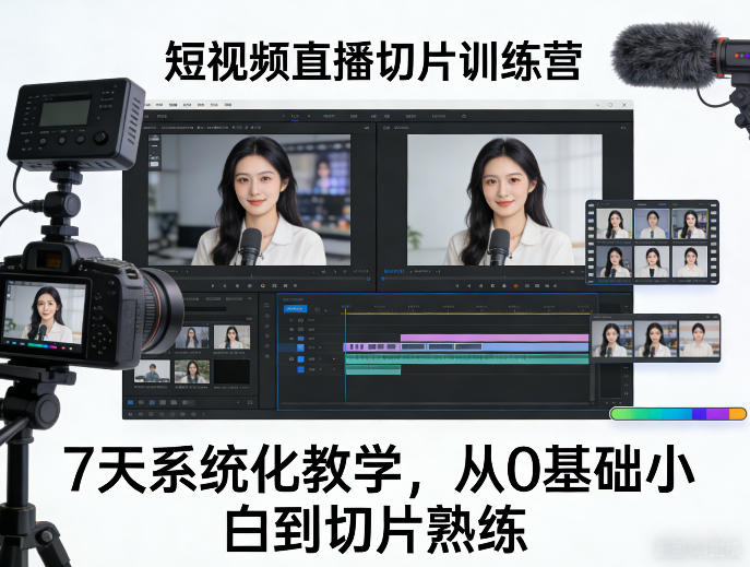 短视频直播切片训练营，7天系统化教学，从0基础小白到切片熟练-洛柒笔记