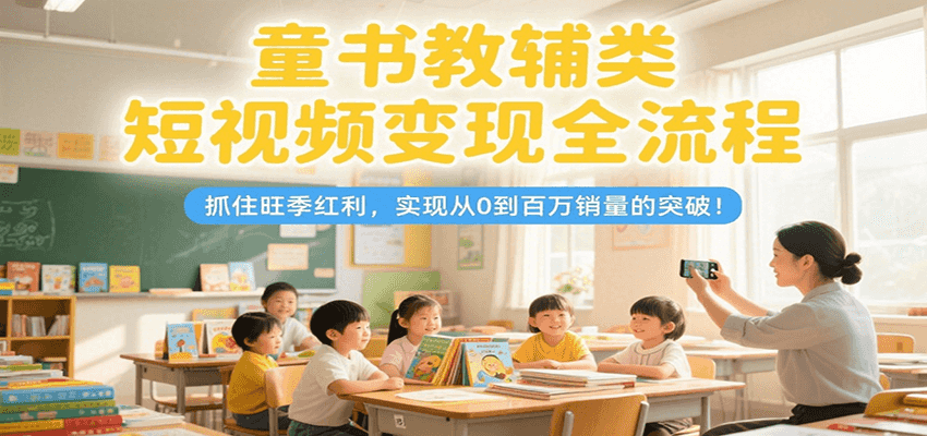 童书教辅类短视频变现全流程，抓住旺季红利，实现从0到百万销量的突破！-洛柒笔记