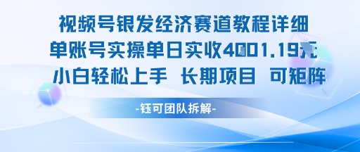 视频号银发经济赛道单账号实操单日实收1k+，小白轻松上手长期项目-洛柒笔记