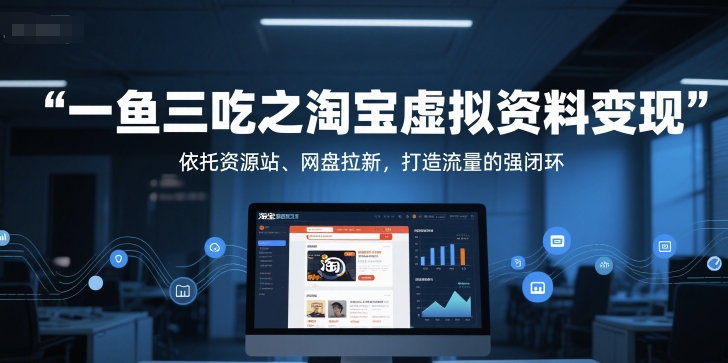 一鱼三吃之淘宝虚拟资料变现，依托资源站、网盘拉新，打造流量的强闭环-洛柒笔记
