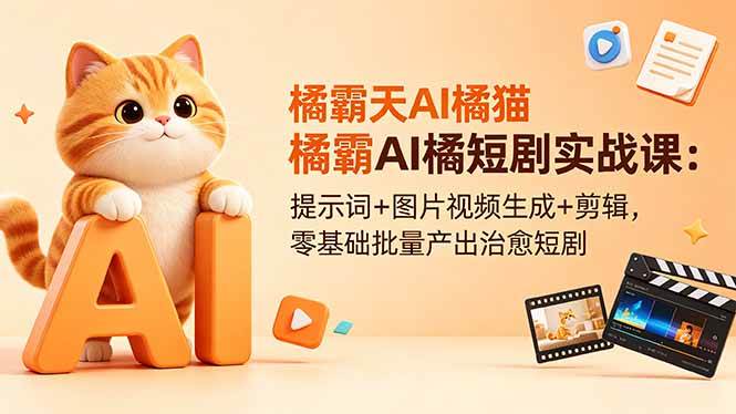 (18542期)橘霸天AI橘猫短剧实战课:提示词+图片视频生成+剪辑,零基础批量产出治愈短剧-洛柒笔记 (18542期)橘霸天AI橘猫短剧实战课:提示词+图片视频生成+剪辑,零基础批量产出治愈短剧-洛柒笔记