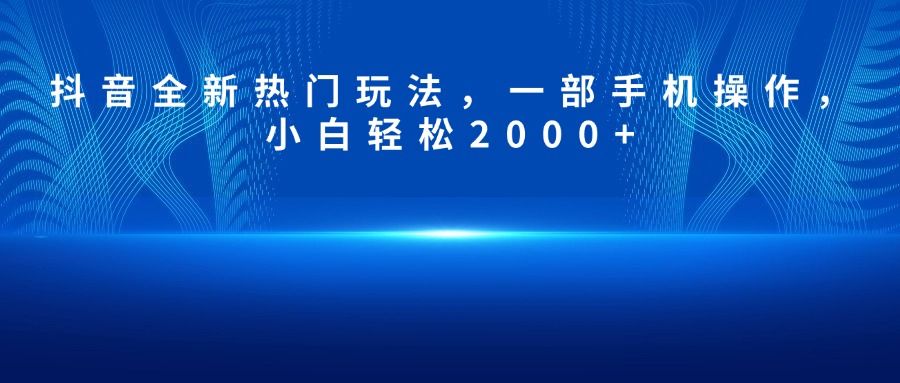 抖音全新热门玩法，一部手机操作，小白轻松2000+-洛柒笔记