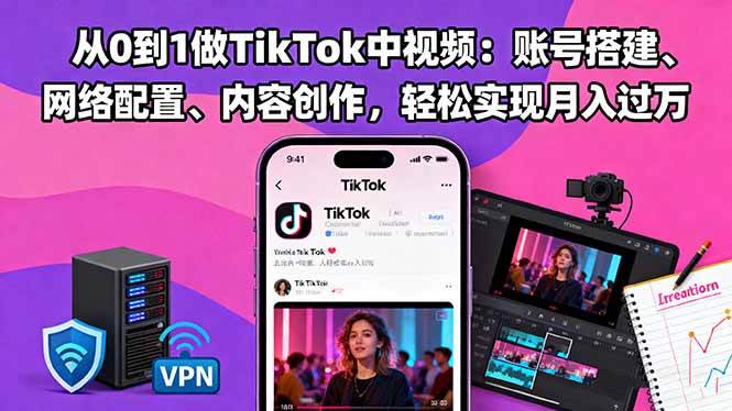 （16461期）从0到1做TikTok中视频：账号搭建、网络配置、内容创作，轻松实现月入过万-洛柒笔记