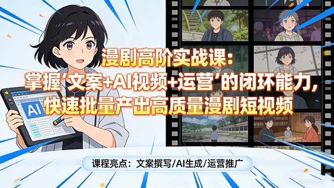 （17461期）漫剧高阶实战课：掌握“文案+AI视频+运营”的闭环能力，快速批量产出高质量漫剧短视频-洛柒笔记