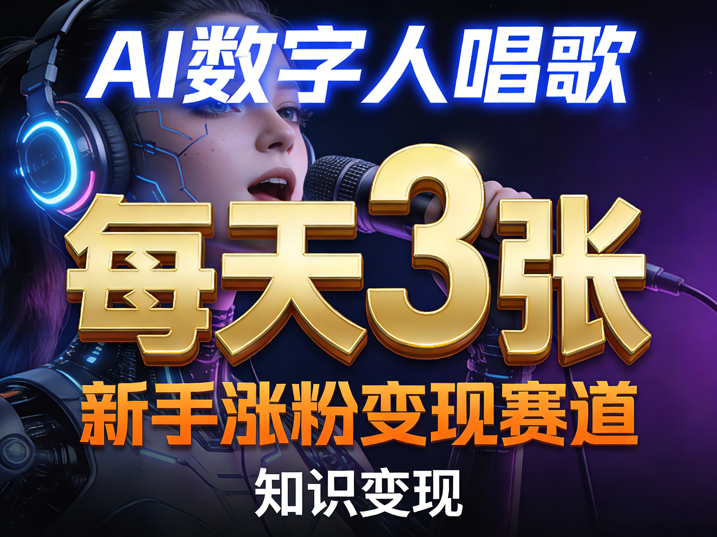 AI数字人唱歌，新手涨粉变现赛道，每天3张和知识付费，副业必备-洛柒笔记