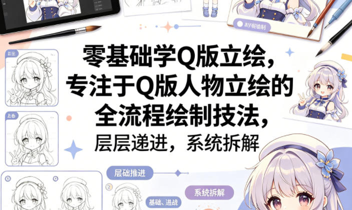 零基础学Q版立绘，专注于Q版人物立绘的全流程绘制技法，层层递进，系统拆解-洛柒笔记