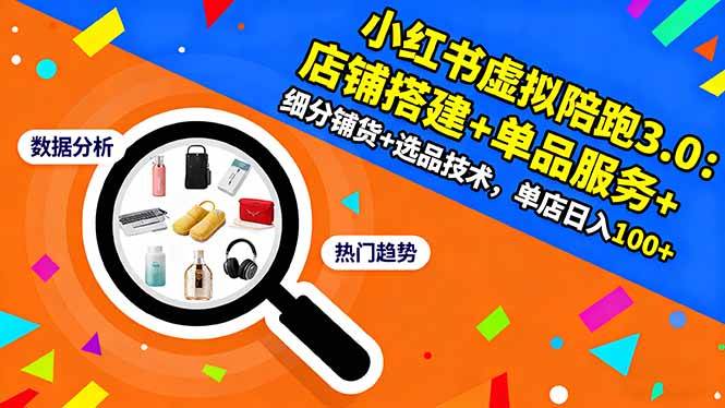 （16451期）小红书虚拟陪跑3.0：店铺搭建+单品服务+细分铺货+选品技术，单店日入100+-洛柒笔记