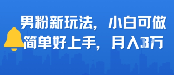 男粉新玩法，小白可做，简单好上手，月入1w-洛柒笔记