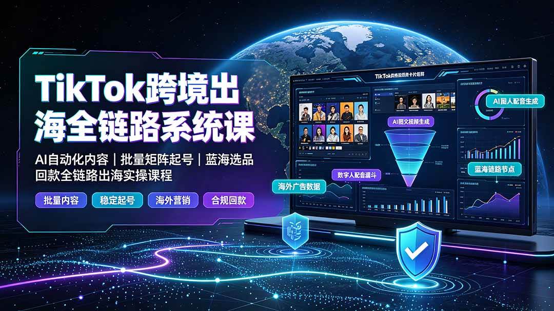 (19425期)TikTok跨境出海全链路系统课-2026年7月:AI自动化内容|批量矩阵起号|蓝海选品回款全链路出海实操课程-洛柒笔记 (19425期)TikTok跨境出海全链路系统课-2026年7月:AI自动化内容|批量矩阵起号|蓝海选品回款全链路出海实操课程-洛柒笔记