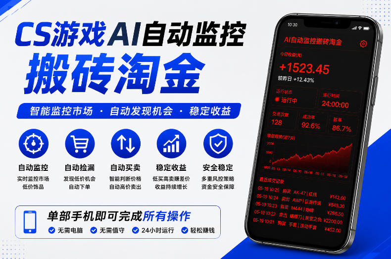 CS游戏AI自动监控搬砖淘金，稳定运行多年，支持任何形式验证，日入300+【揭秘】-洛柒笔记