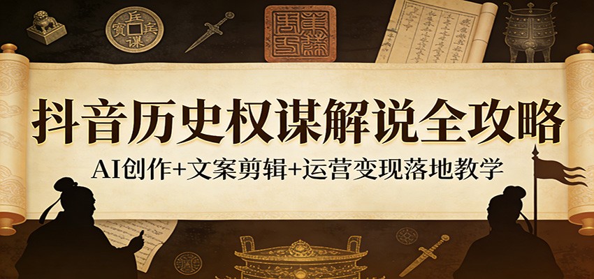 抖音历史权谋解说全攻略：AI创作+文案剪辑+运营变现落地教学-洛柒笔记