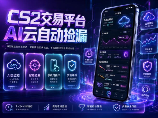 CS2交易平台AI云自动捡漏，多年稳定运行，无需手机，支持任何形式验证，日入300+【揭秘】-洛柒笔记