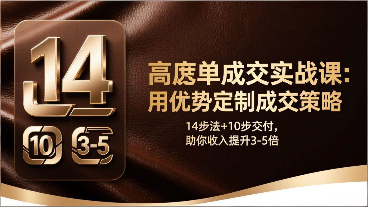 （17572期）高客单成交实战课：用优势定制成交策略，14步法+10步交付，助你收入提升3-5倍-洛柒笔记