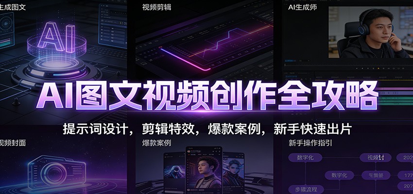 AI图文视频创作全攻略：提示词设计，剪辑特效，爆款案例，新手快速出片-洛柒笔记