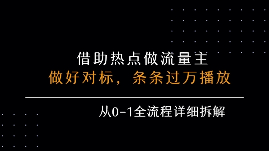 借力热点，乘顺风车玩流量主，条条过万播放， 每月收益5k+，从0-1全流程详细拆解-洛柒笔记