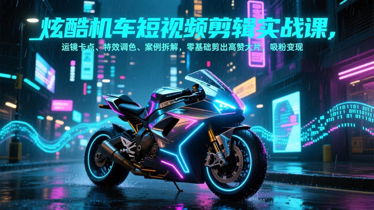 （17304期）炫酷机车短视频剪辑实战课，运镜卡点、特效调色、案例拆解，零基础剪出高赞大片，吸粉变现-洛柒笔记