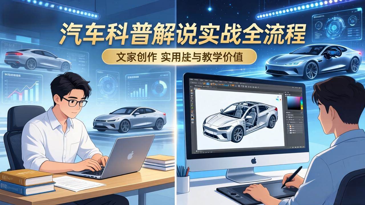 （17665期）抖音汽车科普解说实战：文案+动画+画面处理+去水印全流程，打造专业汽车科普视频-洛柒笔记
