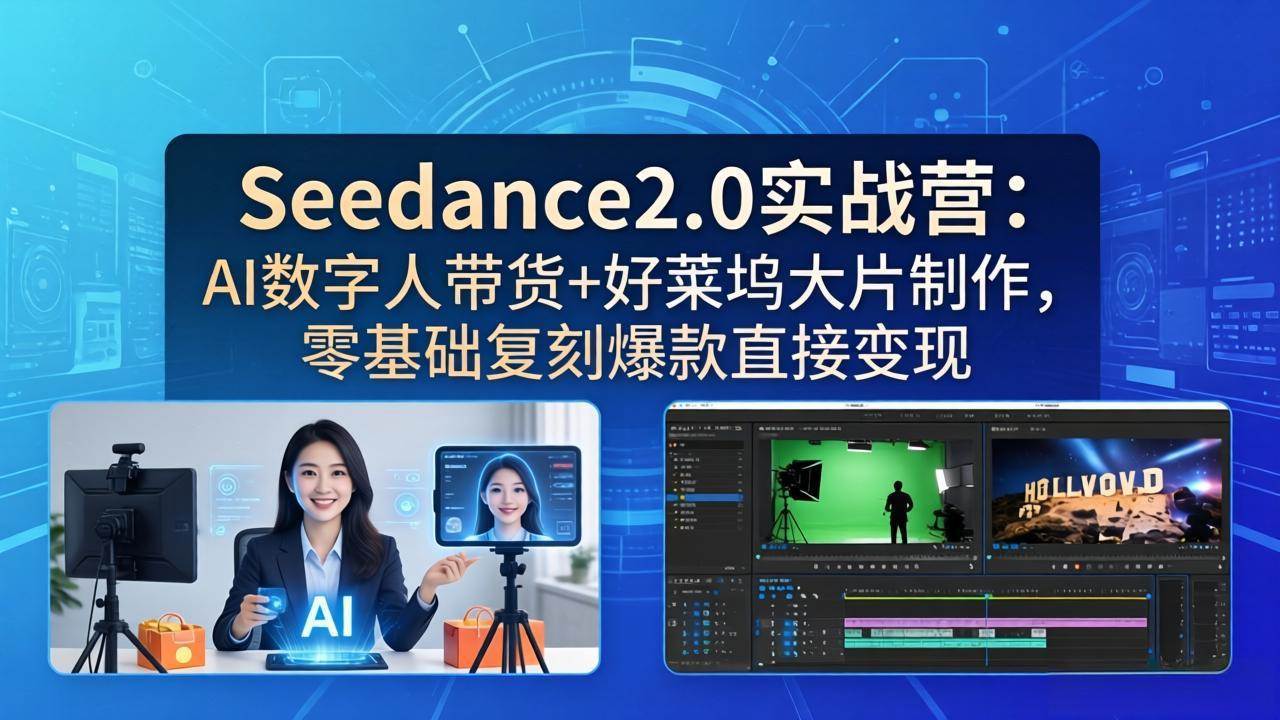 （18238期）Seedance2.0实战营：AI数字人带货+好莱坞大片制作，零基础复刻爆款直接变现-洛柒笔记