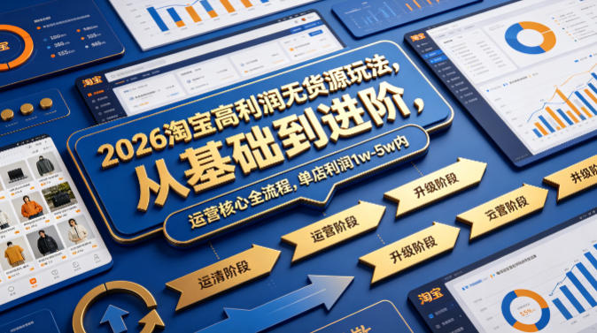 2026淘宝高利润无货源玩法，从基础到进阶，运营核心全流程，单店利润1w-5w内-洛柒笔记