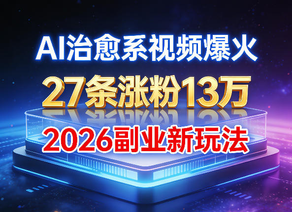 AI治愈系视频爆火，27条涨粉13W，2026新手副业新玩法-洛柒笔记