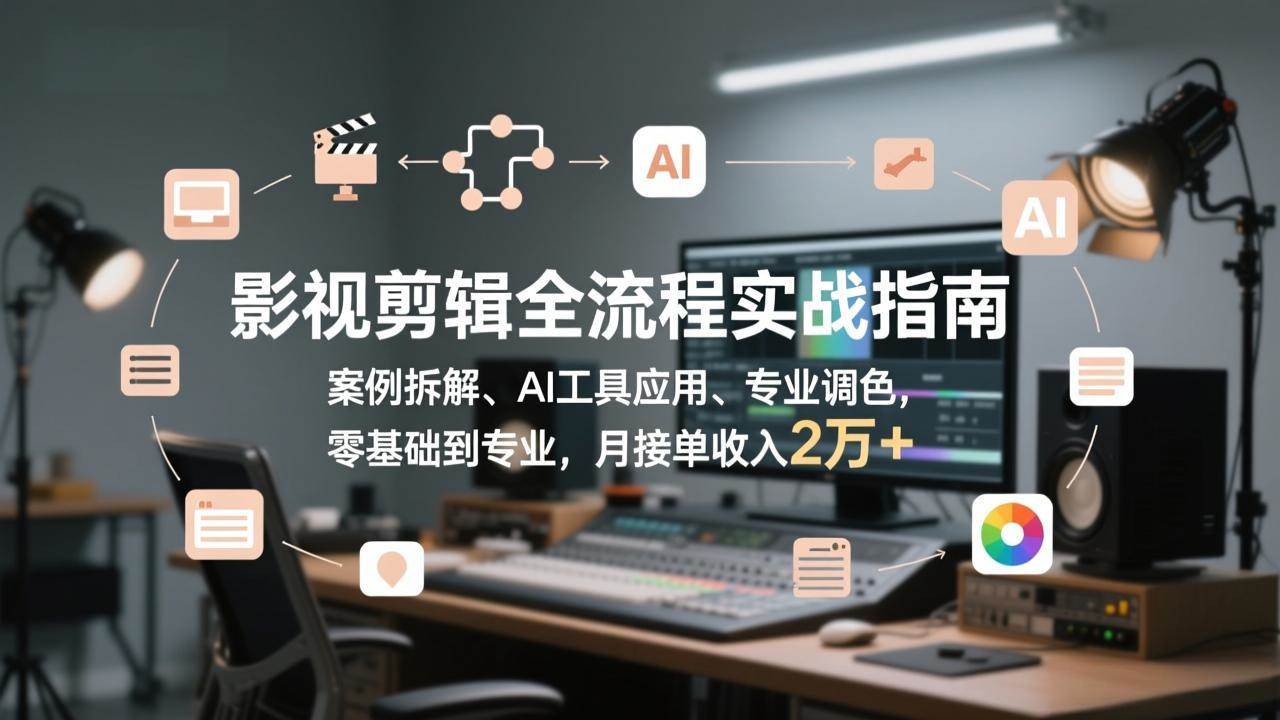 （17338期）影视剪辑全流程实战指南，案例拆解、AI工具应用、专业调色，零基础到专业，月接单收入2万+-洛柒笔记