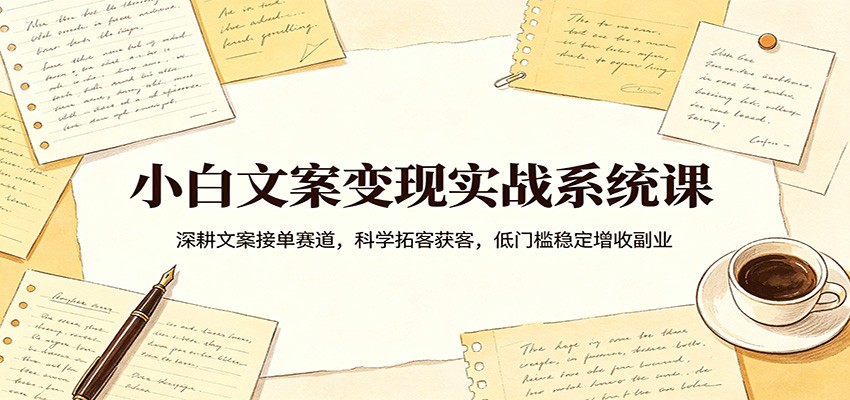 小白文案变现实战系统课：深耕文案接单赛道，科学拓客获客，低门槛稳定增收副业-洛柒笔记