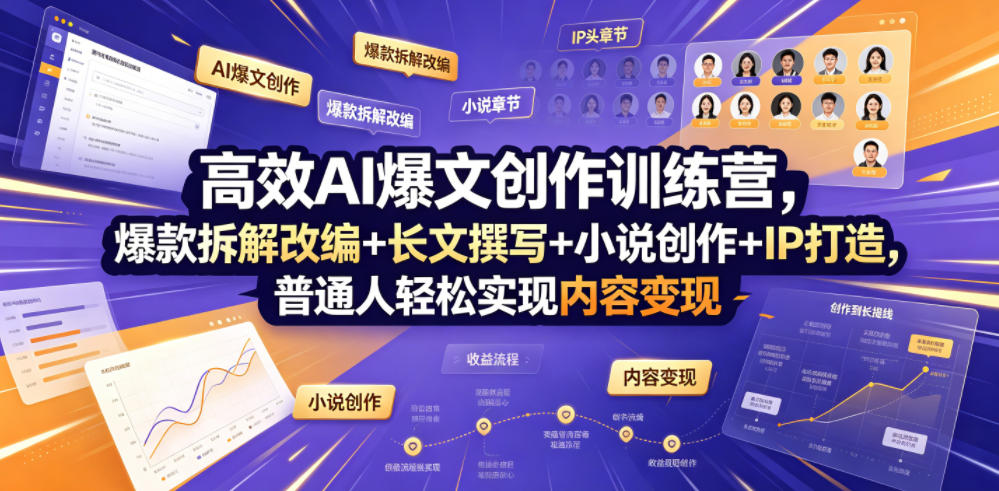 高效AI爆文创作训练营，爆款拆解改编+长文撰写+小说创作+IP打造，普通人轻松实现内容变现-洛柒笔记