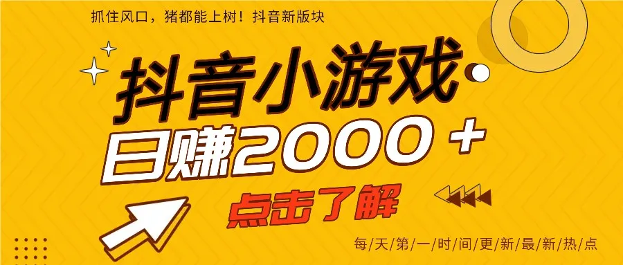爆火的抖音小游戏，一部手机日入2000+-洛柒笔记