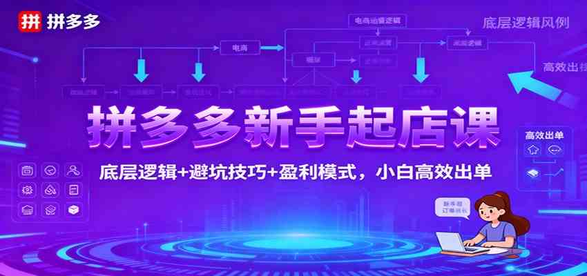 拼多多新手起店课：底层逻辑+避坑技巧+盈利模式，小白高效出单-洛柒笔记