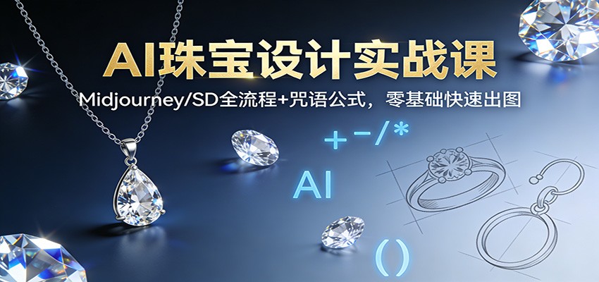 AI珠宝设计实战课：Midjourney/SD全流程+咒语公式，零基础快速出图-洛柒笔记