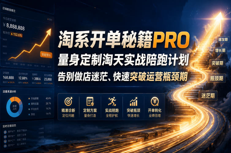 淘系开单秘籍PRO，量身定制淘天实战陪跑计划，告别做店迷茫、快速突破运营瓶颈期（2026年6月11）-洛柒笔记