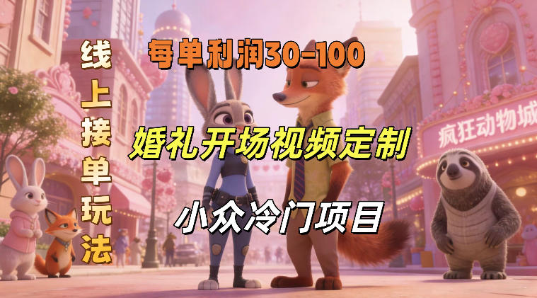 小众婚礼赛道，婚礼开场视频及请柬定制，线上接单玩法，小众冷门项目，一单几十米纯收益-洛柒笔记