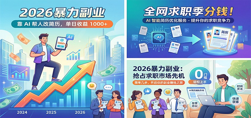 2026暴力副业：靠AI帮人改简历，单日收益1000+，全网求职季分钱-洛柒笔记