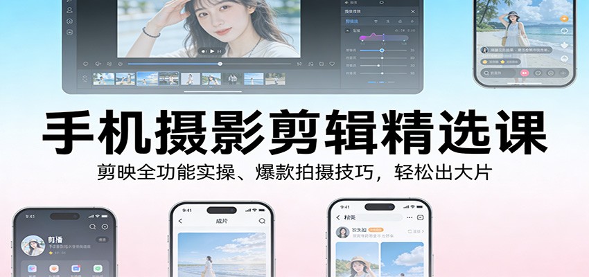 手机摄影剪辑精选课：剪映全功能实操、爆款拍摄技巧，轻松出大片-洛柒笔记