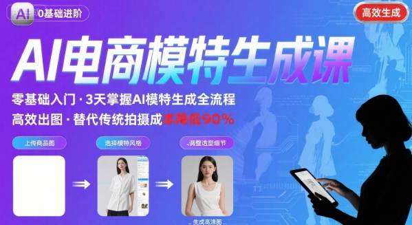 AI模特进阶课程，0基础高效生成逼真电商模特图-洛柒笔记