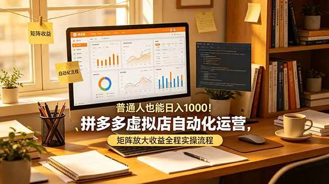 普通人也能日入 1000！拼多多虚拟店自动化运营，矩阵放大收益全程实操流程-洛柒笔记