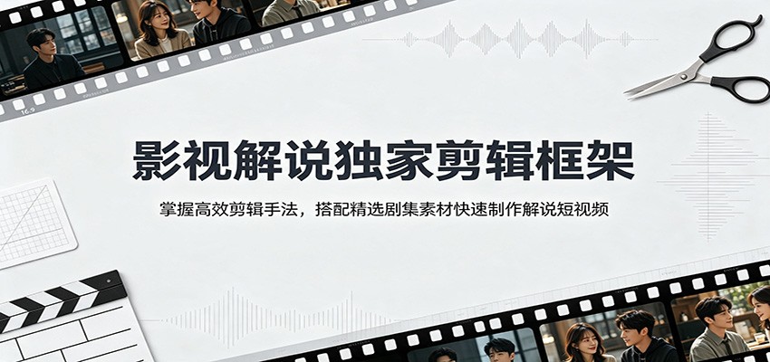 影视解说独家剪辑框架：掌握高效剪辑手法，搭配精选剧集素材快速制作解说短视频-洛柒笔记
