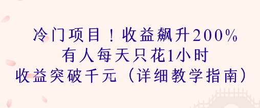 冷门项目！收益飙升200% 有人每天只花1小时 收益突破1k(详细教学指南)-洛柒笔记