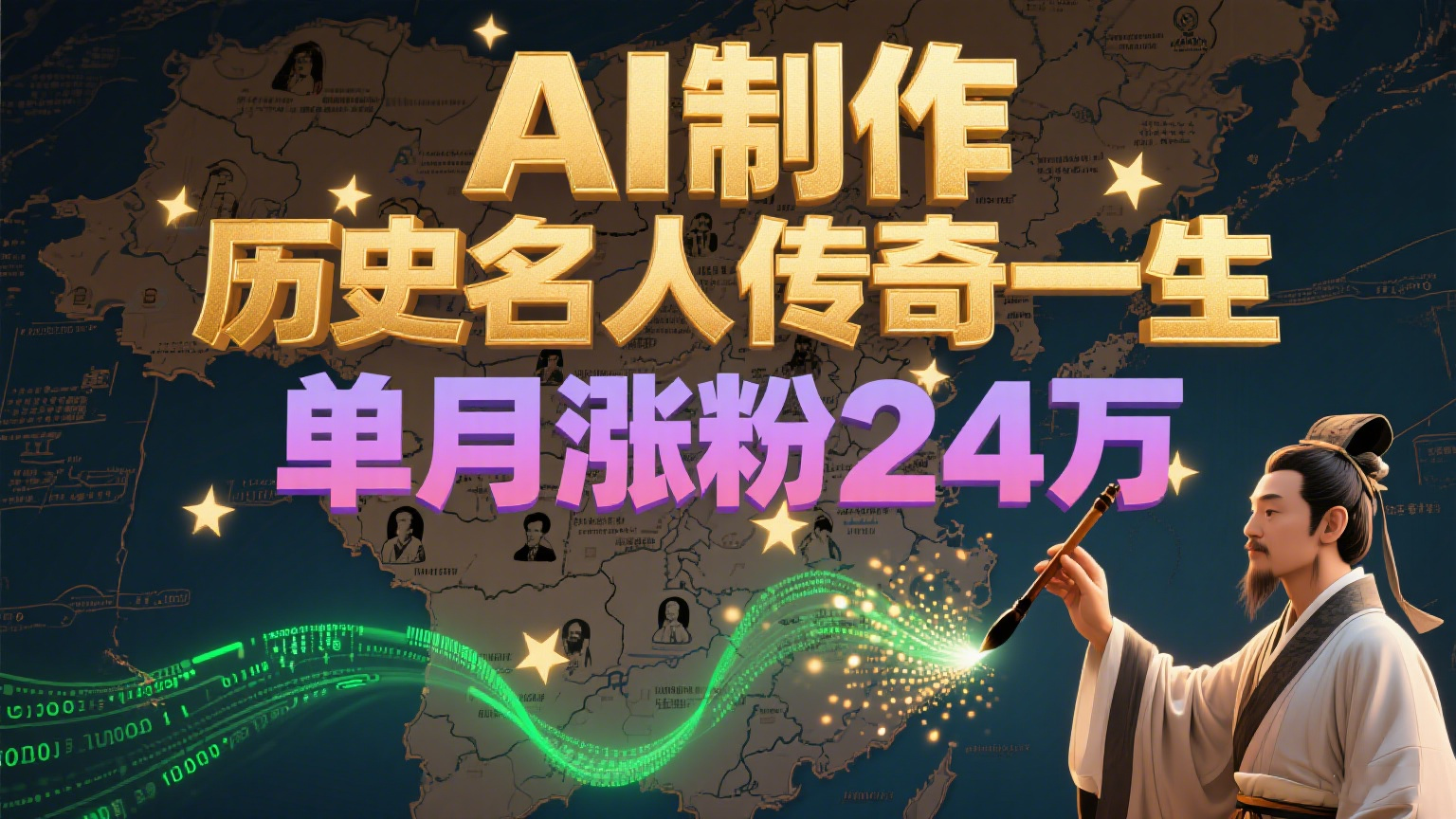暴力起号！用AI制作历史名人传奇一生，单月涨粉24万，涨粉+变现赛道黑马来了-洛柒笔记