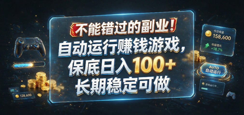 不能错过的副业！自动运行賺钱游戏，保底日入100+，长期稳定可做【揭秘】-洛柒笔记