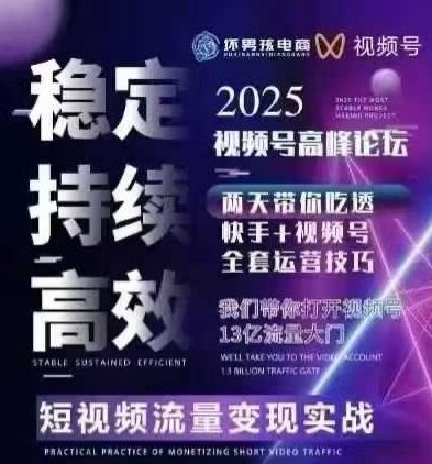 坏男孩电商视频号7月1号线下课，视频号短引、精细化模型打法，三频共振，无人，快手全站精细化运营-洛柒笔记