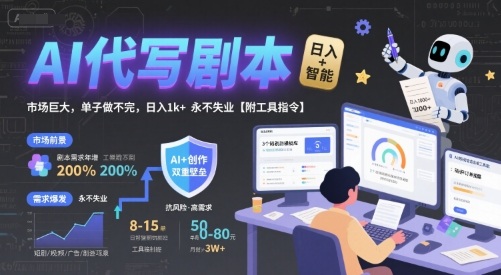 AI代写剧本，市场巨大，单子做不完，日入1k+ 永不失业【附工具指令】-洛柒笔记