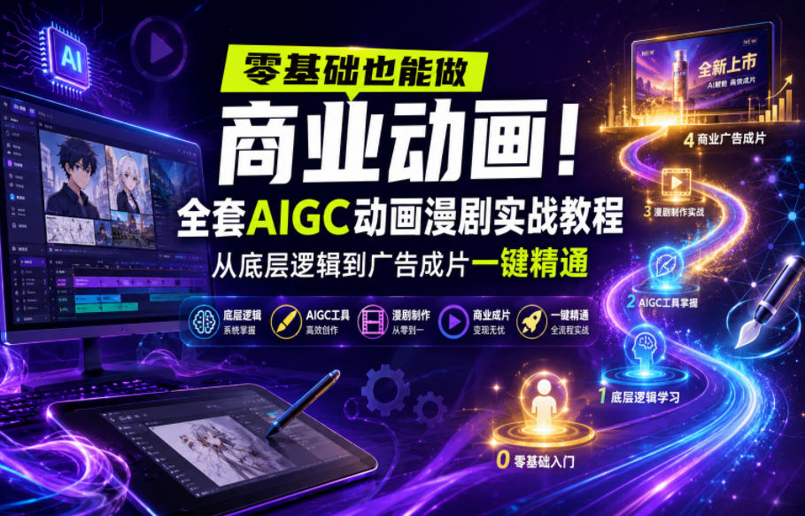 零基础也能做商业动画！全套AIGC动画漫剧实战教程，从底层逻辑到广告成片一键精通-洛柒笔记