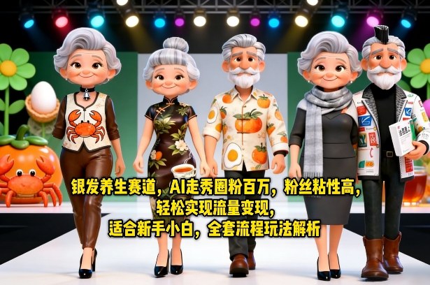 银发养生赛道，AI走秀圈粉百万，粉丝粘性高，轻松实现流量变现，适合新手小白，全套流程玩法解析-洛柒笔记